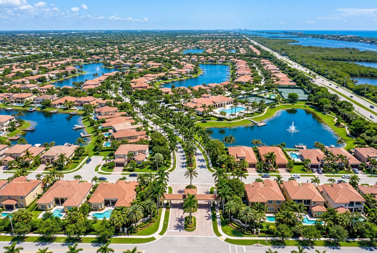 Aerial view of a South Florida residential community
